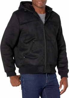 G.H. Bass & Co. Men's Faux Shearling Sherpa Lined Hooded Bomber Jacket