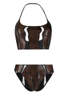 Gianfranco Ferré 2000s crocodile-embossed bikini set