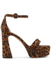 Gianvito Rossi 105mm Holly Leopard Print Lycra Sandals