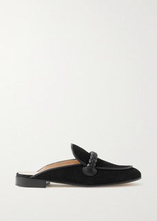 Gianvito Rossi Belem Leather-trimmed Suede Slippers