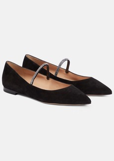 Gianvito Rossi Embellished suede ballet flat