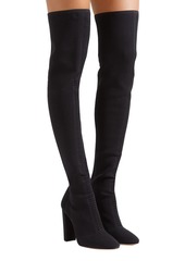 Gianvito Rossi - 105 perforated stretch-knit over-the-knee boots - Black - EU 37.5