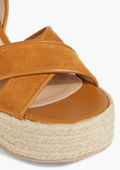 Gianvito Rossi - Leather-trimmed suede espadrille wedge sandals - Brown - EU 39.5