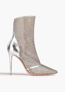 Gianvito Rossi - Adore metallic leather and stretch-mesh ankle boots - Metallic - EU 35