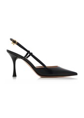 Gianvito Rossi - Ascent Leather Slingback Pumps - Black - IT 37 - Moda Operandi