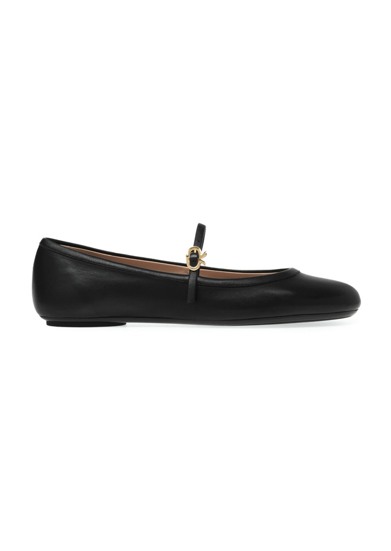 Gianvito Rossi - Carla Leather Ballet Flats - Black - IT 35 - Moda Operandi