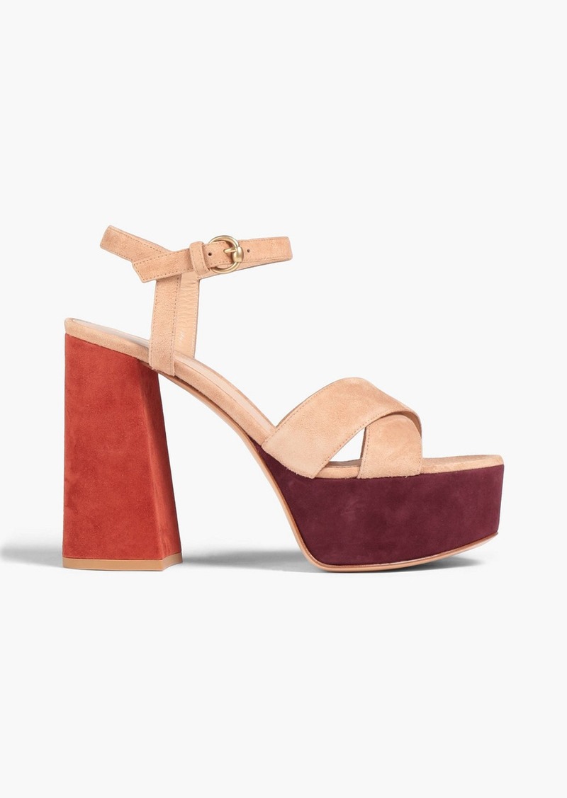 Gianvito Rossi - Color-block suede platform sandals - Pink - EU 36.5