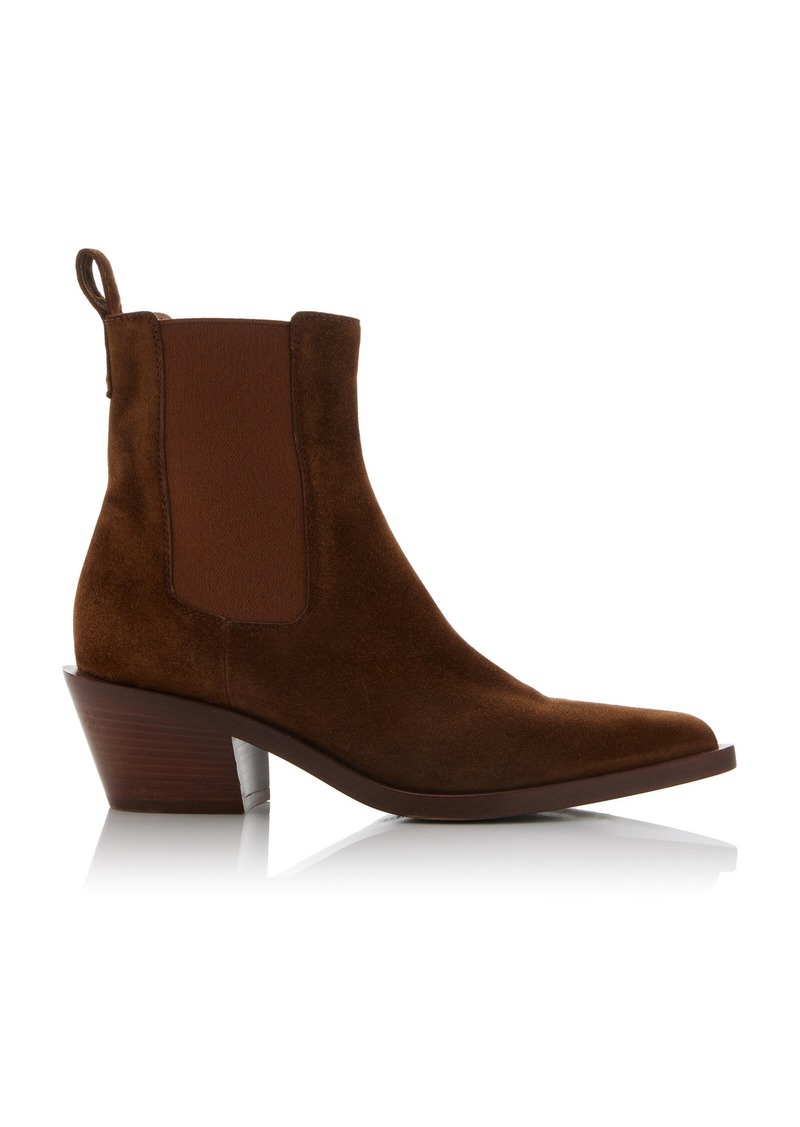 Gianvito Rossi - Dover Suede Chelsea Boots - Tan - IT 36 - Moda Operandi