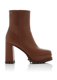 Gianvito Rossi - Harlem Leather Platform Ankle Boots - Brown - IT 38.5 - Moda Operandi