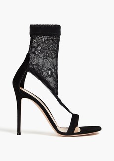 Gianvito Rossi - Isabella suede and lace sandals - Black - EU 35.5