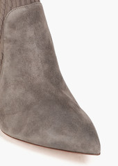 Gianvito Rossi - Katie suede-paneled stretch-knit sock boots - Neutral - EU 40.5