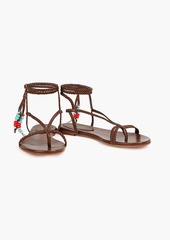 Gianvito Rossi - Kingston beaded braided leather sandals - Brown - EU 35