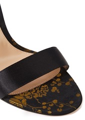 Gianvito Rossi - Kyoto 105 bow-detailed satin and floral-jacquard sandals - Black - EU 36