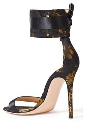 Gianvito Rossi - Kyoto 105 bow-detailed satin and floral-jacquard sandals - Black - EU 36