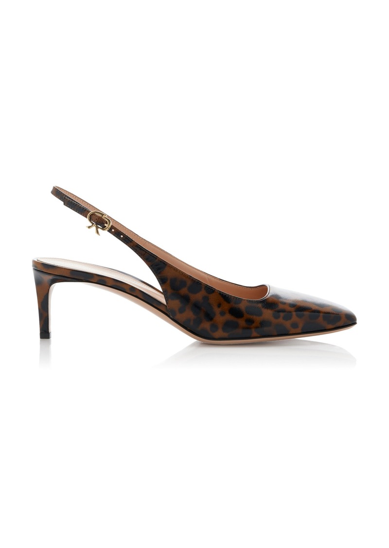 Gianvito Rossi - Leopard-Print Patent Leather Slingback Pumps - Animal - IT 38 - Moda Operandi