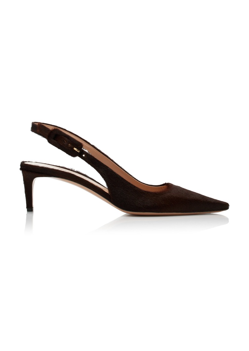 Gianvito Rossi - Lindsay Pony Hair Slingback Pumps - Animal - IT 39 - Moda Operandi