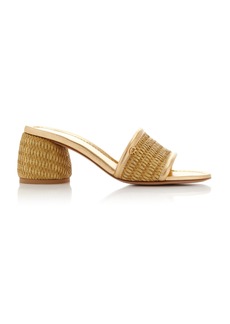 Gianvito Rossi - Marbella Silk-Raffia Mules - Gold - IT 39 - Moda Operandi