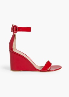 Gianvito Rossi - Portofino 80 patent-leather wedge sandals - Red - EU 36.5