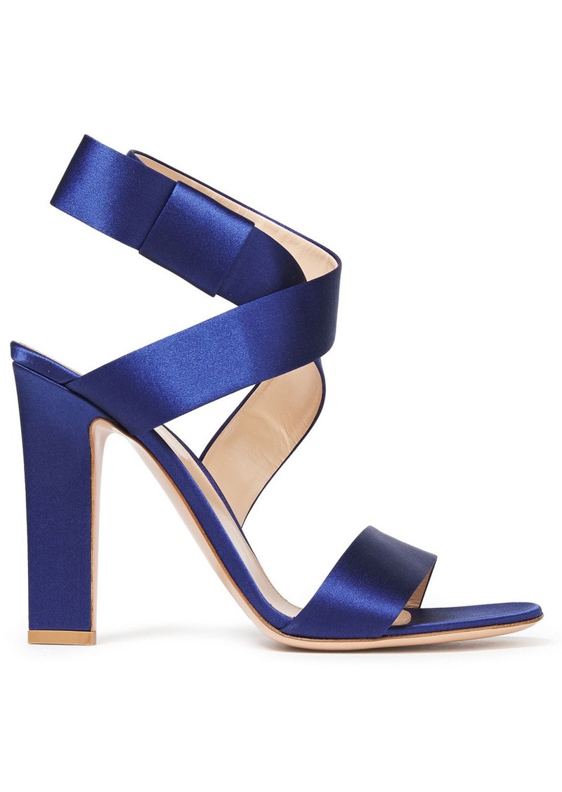 Gianvito Rossi - Rae bow-embellished satin sandals - Blue - EU 37