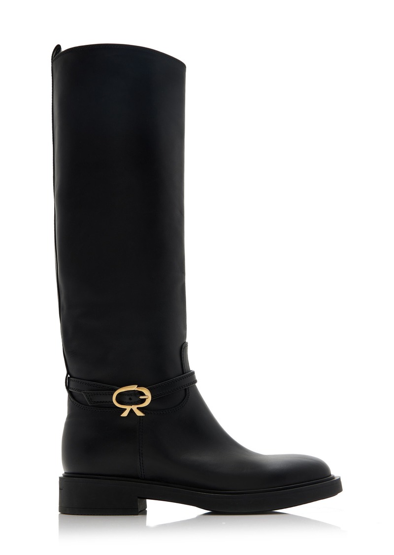 Gianvito Rossi - Ribbon Cavalier Leather Knee Boots - Black - IT 38.5 - Moda Operandi