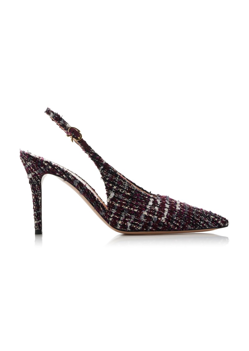 Gianvito Rossi - Robbie Bouclé Slingback Pumps - Burgundy - IT 36 - Moda Operandi