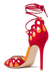 Gianvito Rossi - Samba two-tone lace-up cutout suede sandals - Red - EU 36