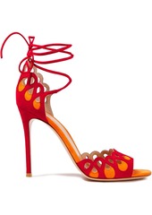 Gianvito Rossi - Samba two-tone lace-up cutout suede sandals - Red - EU 36