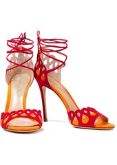 Gianvito Rossi - Samba two-tone lace-up cutout suede sandals - Red - EU 36