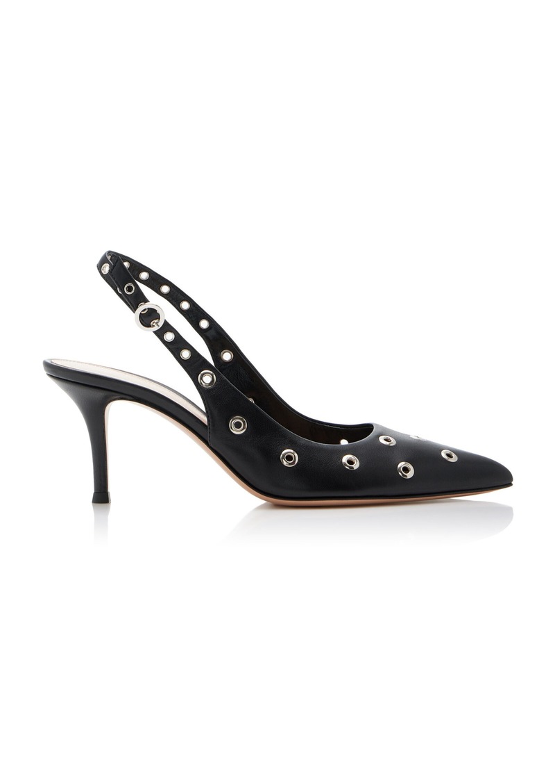 Gianvito Rossi - Studded Leather Slingback Pumps - Black - IT 37.5 - Moda Operandi