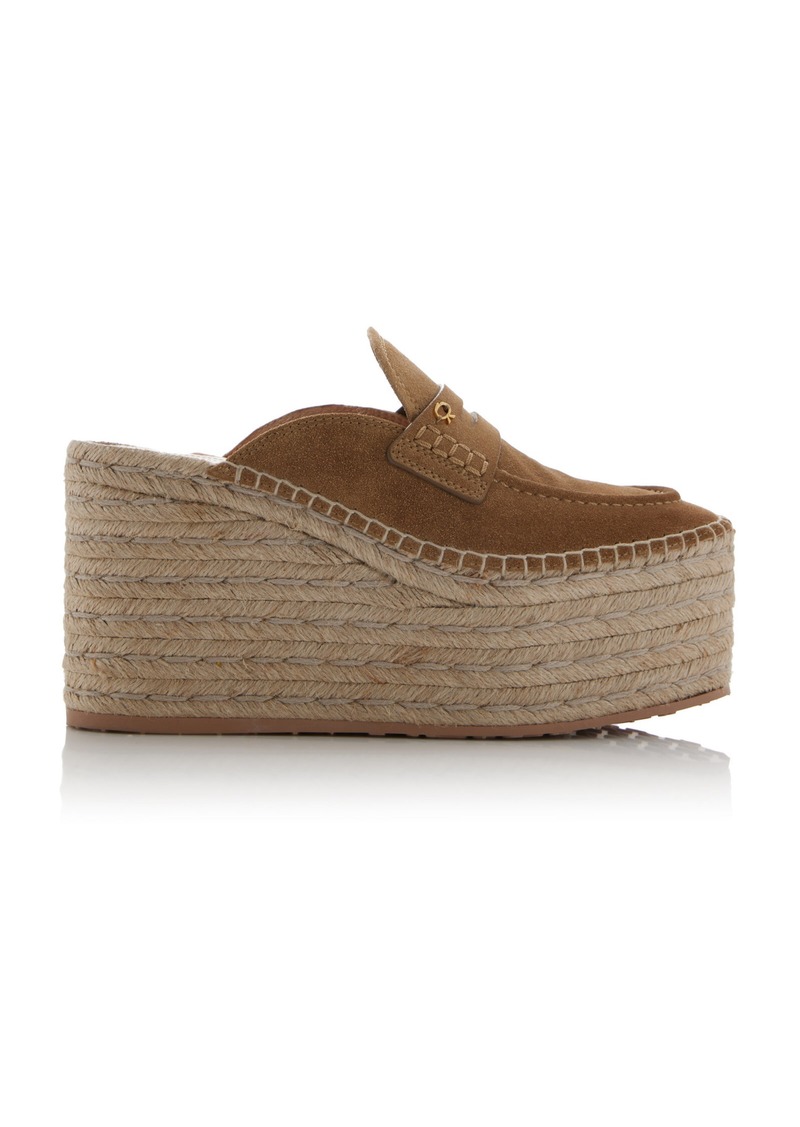 Gianvito Rossi - Suede Platform Espadrille Mules - Tan - IT 37 - Moda Operandi