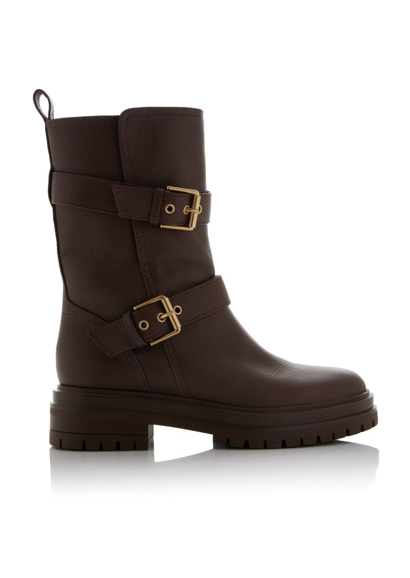 Gianvito Rossi - Thiago Buckled Leather Boots  - Brown - IT 38.5 - Moda Operandi