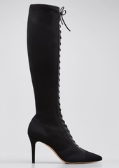 Gianvito Rossi 85mm Stretch Lace-Up Knee Boots