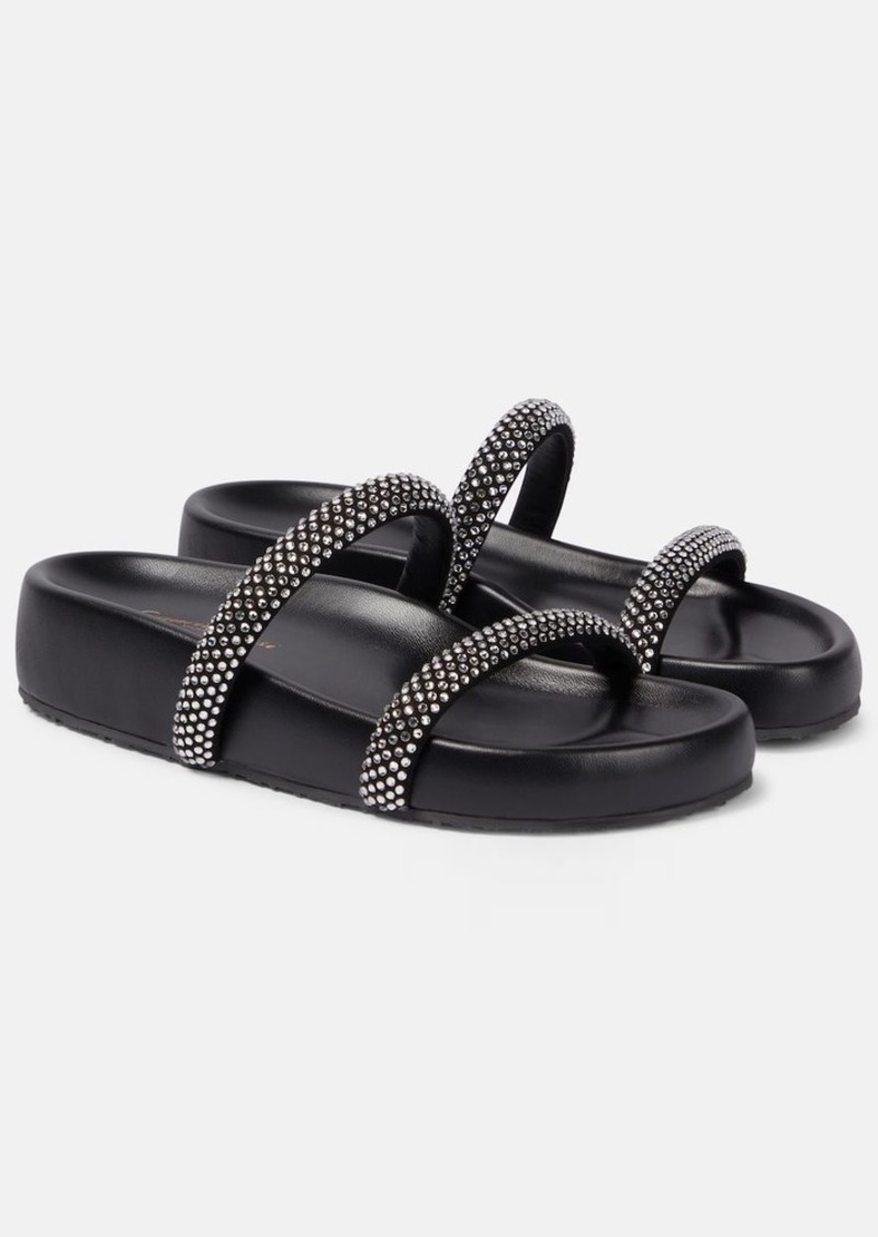 Gianvito Rossi Embellished leather platform slides