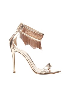 GIANVITO ROSSI Josephine copper metal fringe ankle strap high heel sandal