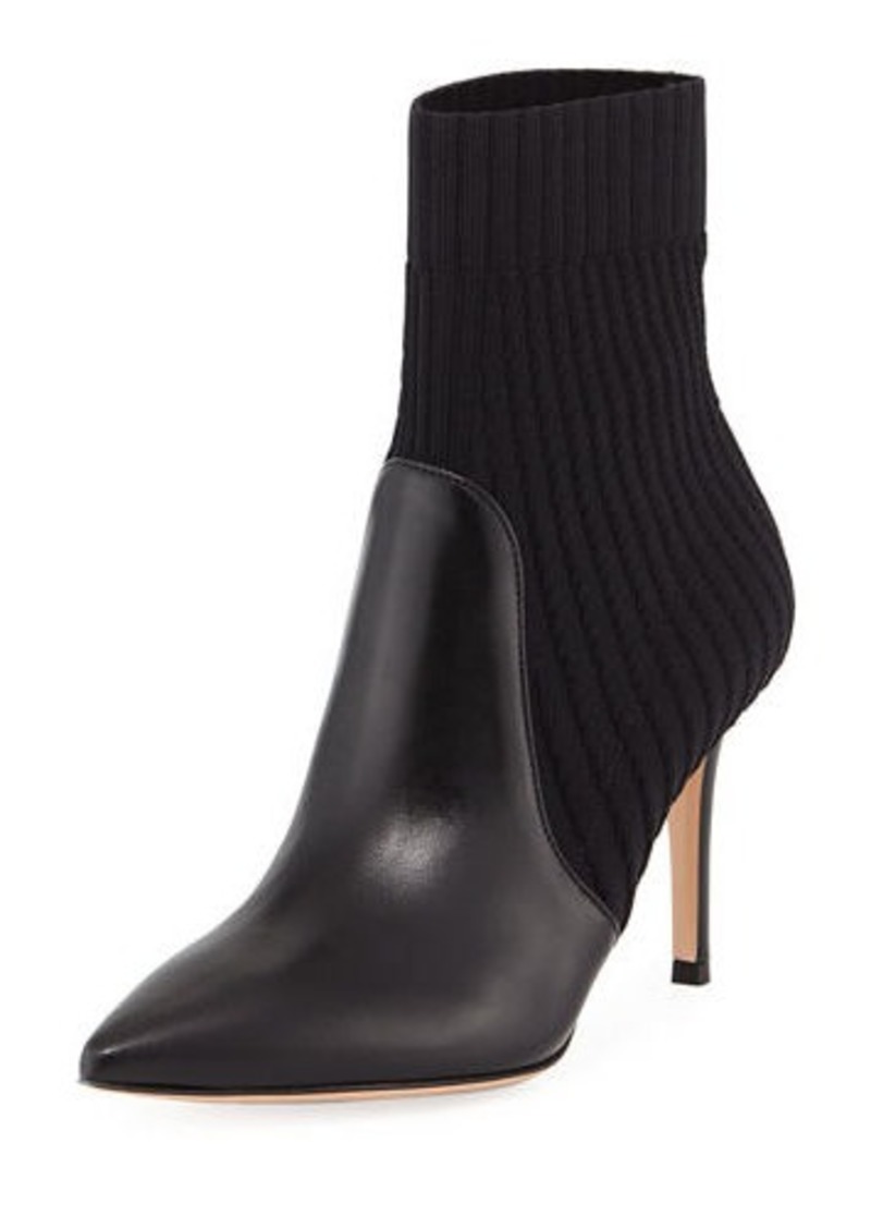 Gianvito Rossi Katie 85 Leather/Knit Sock Bootie