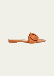 Gianvito Rossi Leather Buckle Flat Slide Sandals
