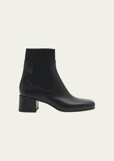 Gianvito Rossi Leather Knit Square-Toe Chelsea Booties