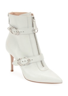 Gianvito Rossi Napa Buckled Zip-Front Ankle Booties  White