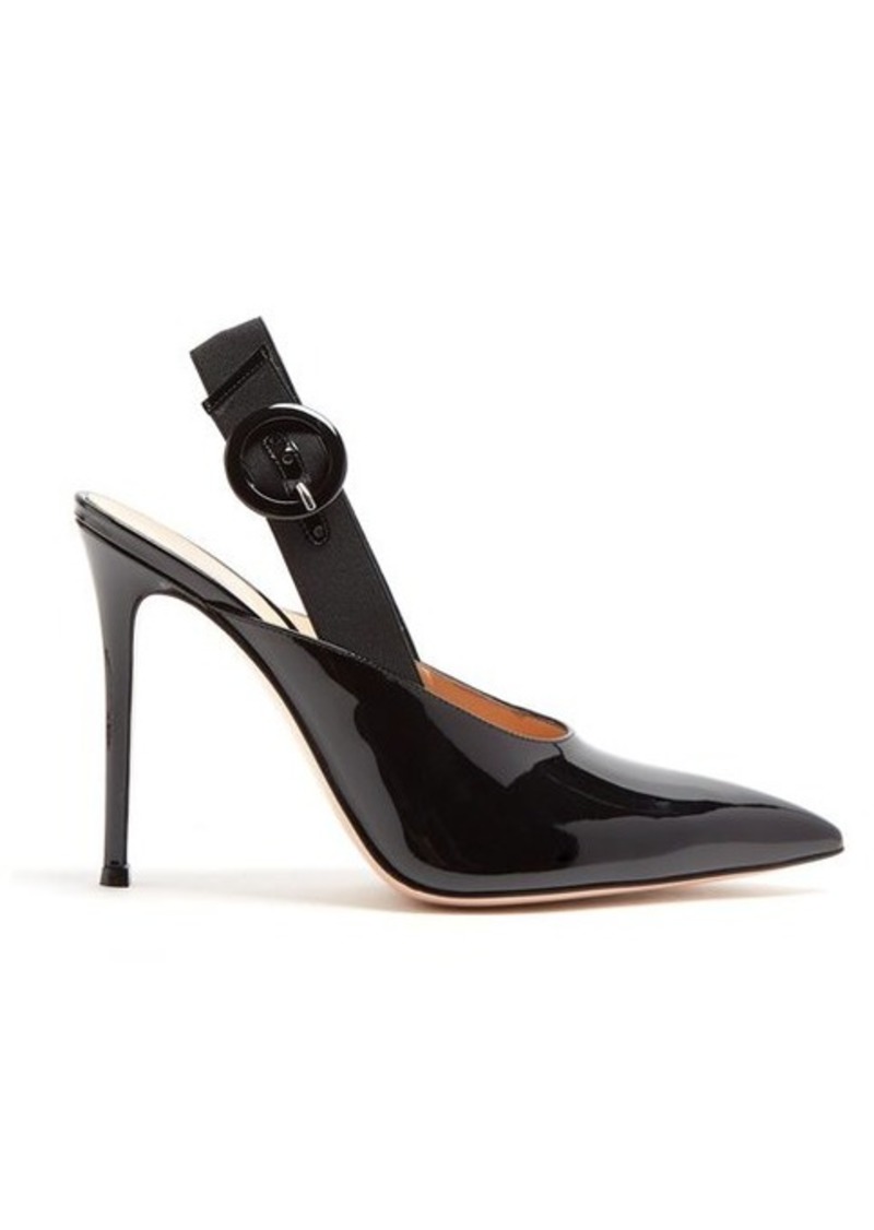 Gianvito Rossi Point-toe 100 slingback patent-leather pumps