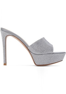 Gianvito Rossi Silver Crystal Tracey Heeled Sandals