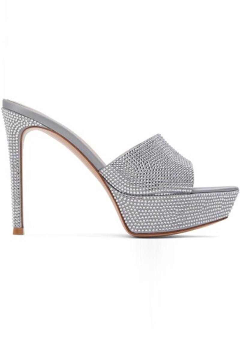Gianvito Rossi Silver Crystal Tracey Heeled Sandals
