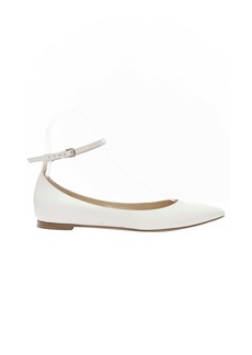 GIANVITO ROSSI white leather skinny ankle strap pointy flats