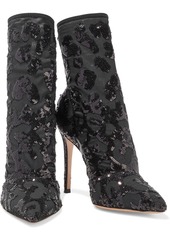 Gianvito Rossi - Daze sequin-embellished stretch-tulle sock boots - Black - EU 36.5