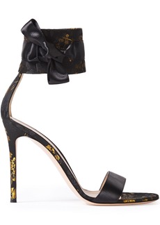 Gianvito Rossi - Kyoto 105 bow-detailed satin and floral-jacquard sandals - Black - EU 35.5
