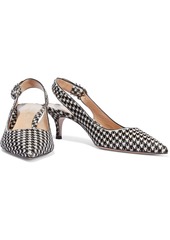 Gianvito Rossi - Patti 55 houndstooth calf hair slingback pumps - Black - EU 39.5