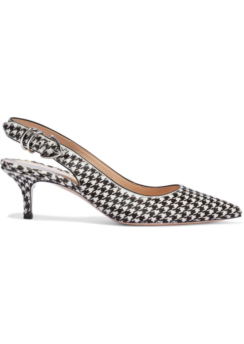 Gianvito Rossi - Patti 55 houndstooth calf hair slingback pumps - Black - EU 39.5