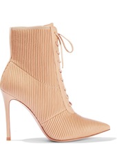 Gianvito Rossi - Zina lace-up quilted leather ankle boots - Neutral - EU 36.5