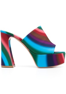 Gianvito Rossi Holly 115mm striped platform mules