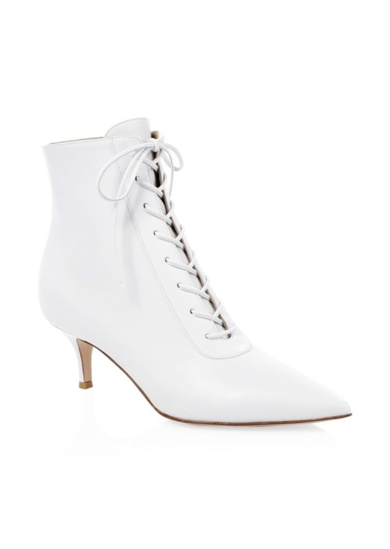 Gianvito Rossi Leather Lace-Up Kitten Heel Booties