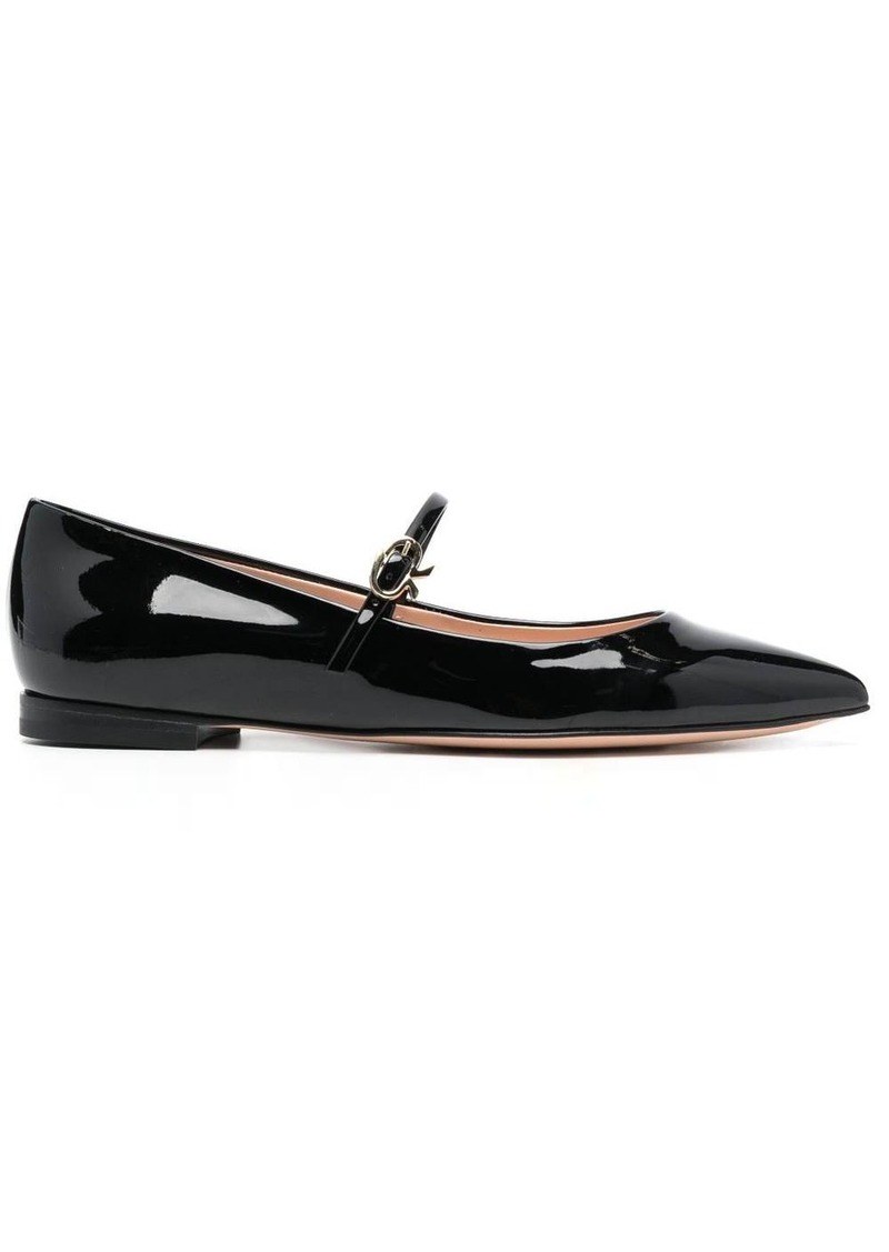 Gianvito Rossi pointed-toe buckle-strap ballerina shoes